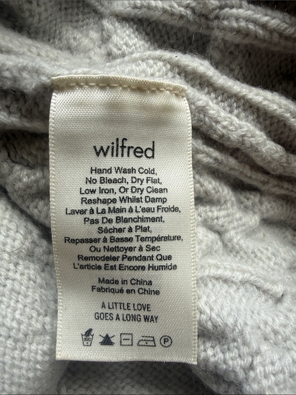 Aritzia Wilfred Light Grey Cable Knit Merino Wool Charliza Cardigan Women XS - Picture 15 of 16